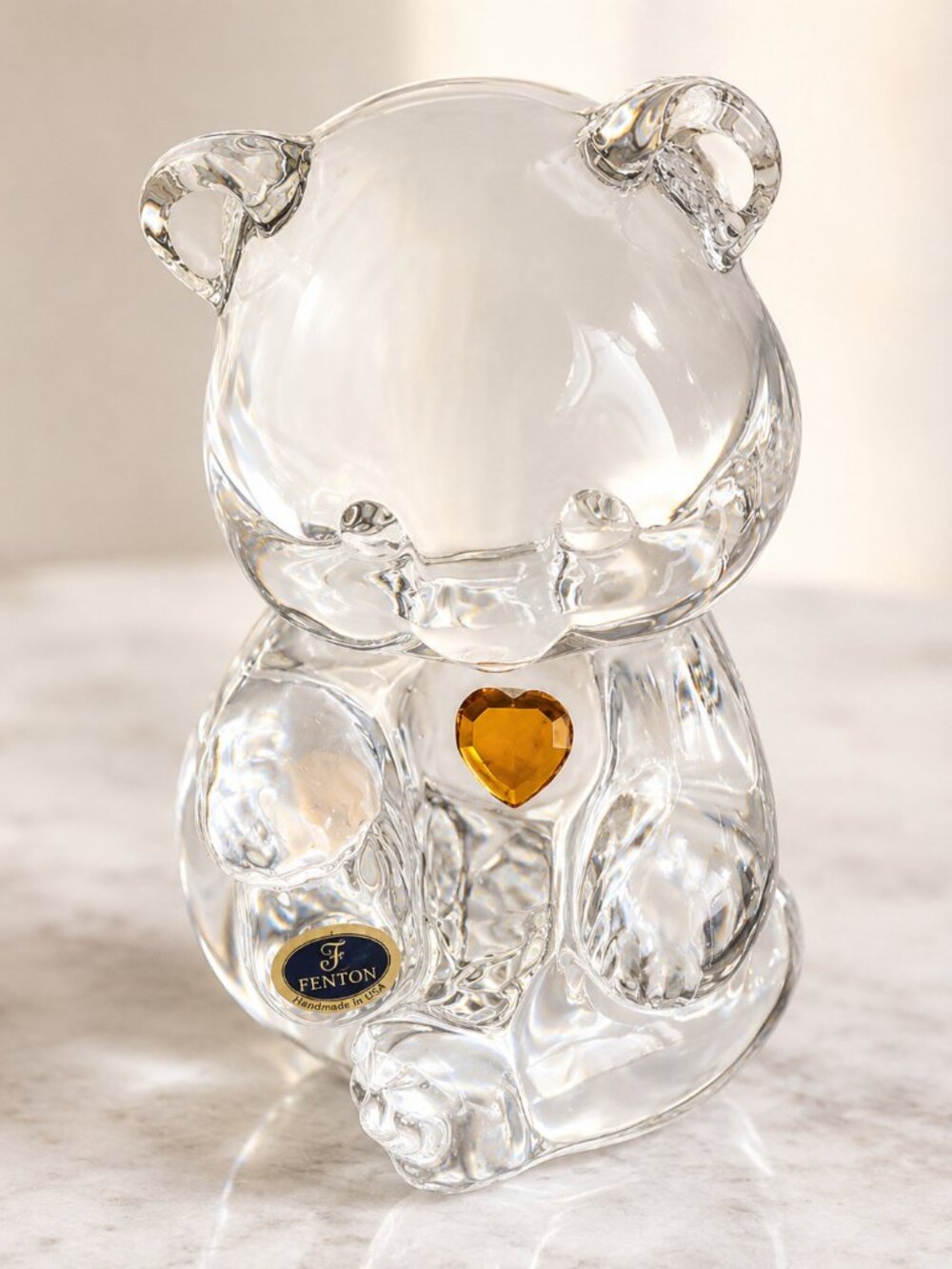 Crystal Bear Figurine with Gold Heart